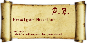 Prediger Nesztor névjegykártya